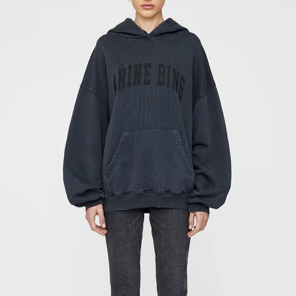 Anine Bing Harvey Sweatshirt - Dark Washed Black - Picture 2 of 3